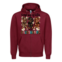 Burgundy everything is better with dachshunds Zipper Hoodie - JahusDesignShop
