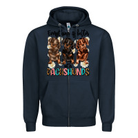 Navy everything is better with dachshunds Zipper Hoodie - JahusDesignShop