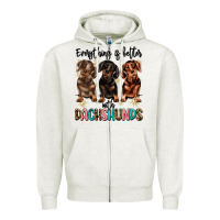 Oatmeal Heather everything is better with dachshunds Zipper Hoodie - JahusDesignShop