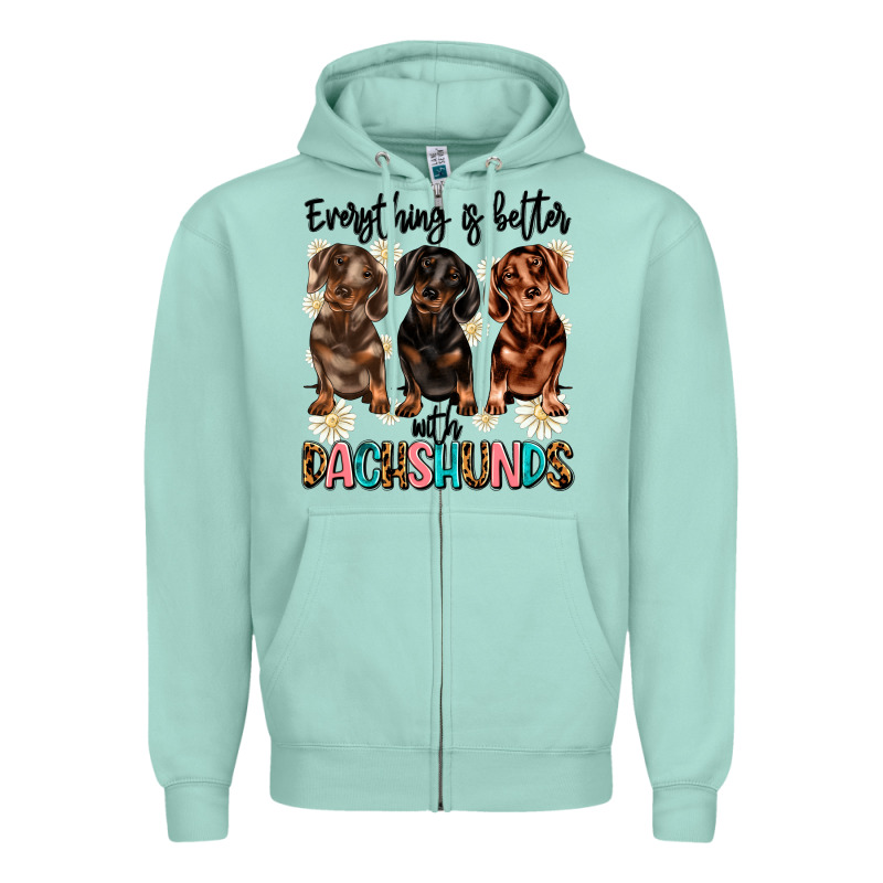 Everything Is Better With Dachshunds Zipper Hoodie by JahusDesignShop | Teevron