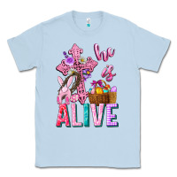 Dusty Blue he is alive easter Classic Tee - Neo Western