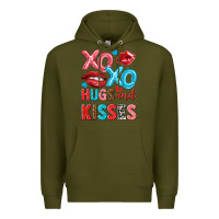 Army Green xo xo hugs and kisses Premium Hoodie - NancyCooperArtShop