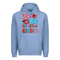 Colony Blue xo xo hugs and kisses Premium Hoodie - NancyCooperArtShop