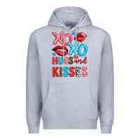 Heather Grey xo xo hugs and kisses Premium Hoodie - NancyCooperArtShop