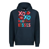 Navy xo xo hugs and kisses Premium Hoodie - NancyCooperArtShop