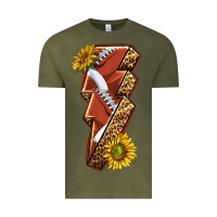Vintage Olive sport football  lightning bolt Vintage Tee - texasbilliewilder