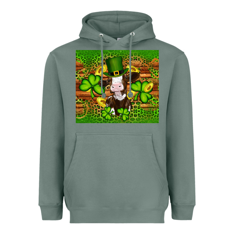 St Patricks Day Cow Heavyweight Hoodie by Artiststas | Teevron