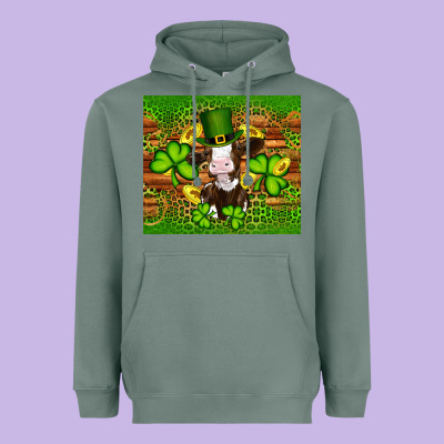 St Patricks Day Cow Heavyweight Hoodie Designed By Artiststas