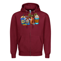 Burgundy hannukah coffee cups Zipper Hoodie - AdoDesignShop