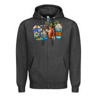 Charcoal Heather hannukah coffee cups Zipper Hoodie - AdoDesignShop