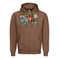 Chestnut hannukah coffee cups Zipper Hoodie - AdoDesignShop