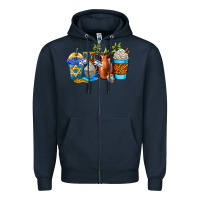 Navy hannukah coffee cups Zipper Hoodie - AdoDesignShop