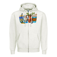 Oatmeal Heather hannukah coffee cups Zipper Hoodie - AdoDesignShop