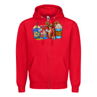 Red hannukah coffee cups Zipper Hoodie - AdoDesignShop