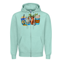Seafoam hannukah coffee cups Zipper Hoodie - AdoDesignShop