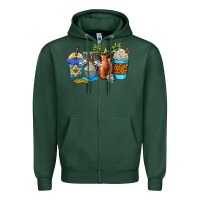 Sports Green hannukah coffee cups Zipper Hoodie - AdoDesignShop