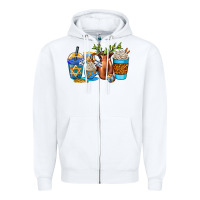 White hannukah coffee cups Zipper Hoodie - AdoDesignShop