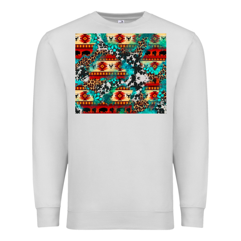 Aztec Leopard Cowhide Turquoise Premium Sweatshirt by BarkalooDesign | Teevron