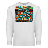 Oatmeal Heather aztec leopard cowhide turquoise Premium Sweatshirt - BarkalooDesign