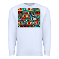 White aztec leopard cowhide turquoise Premium Sweatshirt - BarkalooDesign