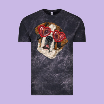 Vintage Tee Saint bernard with love glasses