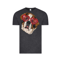 Vintage Black Saint bernard with love glasses Vintage Tee - RanaPortraitStore