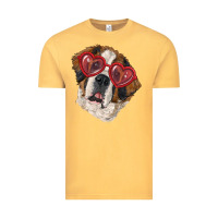 Vintage Mustard Saint bernard with love glasses Vintage Tee - RanaPortraitStore