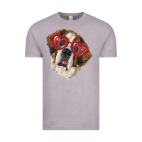 Vintage Zinc Saint bernard with love glasses Vintage Tee - RanaPortraitStore