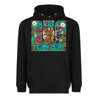 Black easter happy easter western bunnies daisies Heavyweight Hoodie - Artiststas