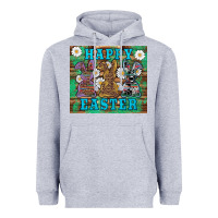 Heather Grey easter happy easter western bunnies daisies Heavyweight Hoodie - Artiststas