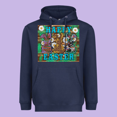 Easter Happy Easter Western Bunnies Daisies Heavyweight Hoodie Designed By Artiststas