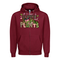 Burgundy all i need is coffee and plants Zipper Hoodie - JahusDesignShop