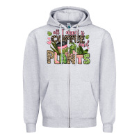 Heather Grey all i need is coffee and plants Zipper Hoodie - JahusDesignShop