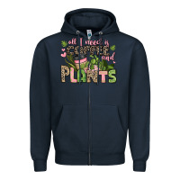 Navy all i need is coffee and plants Zipper Hoodie - JahusDesignShop