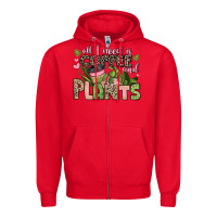 Red all i need is coffee and plants Zipper Hoodie - JahusDesignShop