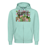 Seafoam all i need is coffee and plants Zipper Hoodie - JahusDesignShop