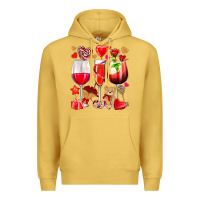Antique Gold valentines day wine glasses Premium Hoodie - NancyCooperArtShop