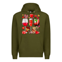 Army Green valentines day wine glasses Premium Hoodie - NancyCooperArtShop