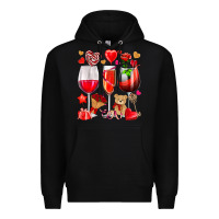 Black valentines day wine glasses Premium Hoodie - NancyCooperArtShop