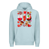 Blue Mist valentines day wine glasses Premium Hoodie - NancyCooperArtShop