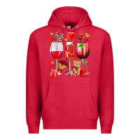 Cardinal valentines day wine glasses Premium Hoodie - NancyCooperArtShop