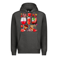 Charcoal Heather valentines day wine glasses Premium Hoodie - NancyCooperArtShop
