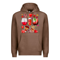 Chestnut valentines day wine glasses Premium Hoodie - NancyCooperArtShop