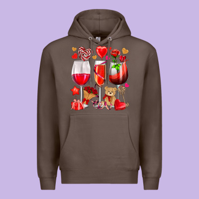 Valentines Day Wine Glasses Premium Hoodie Designed By Nancycooperartshop