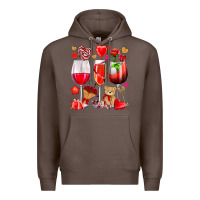 Coffee valentines day wine glasses Premium Hoodie - NancyCooperArtShop