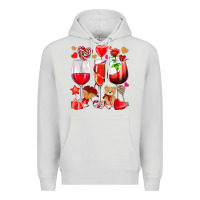 Dove Grey valentines day wine glasses Premium Hoodie - NancyCooperArtShop
