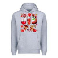 Heather Grey valentines day wine glasses Premium Hoodie - NancyCooperArtShop