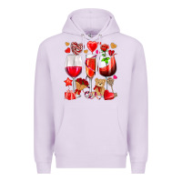 Lilac valentines day wine glasses Premium Hoodie - NancyCooperArtShop