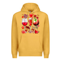 Mustard valentines day wine glasses Premium Hoodie - NancyCooperArtShop