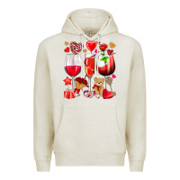 Oatmeal Heather valentines day wine glasses Premium Hoodie - NancyCooperArtShop